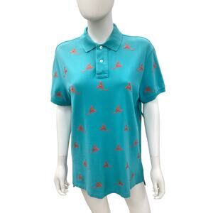 Vintage Polo By Ralph Lauren T-shirt Unisex SizeM Red Scorpions Motif Turquoise